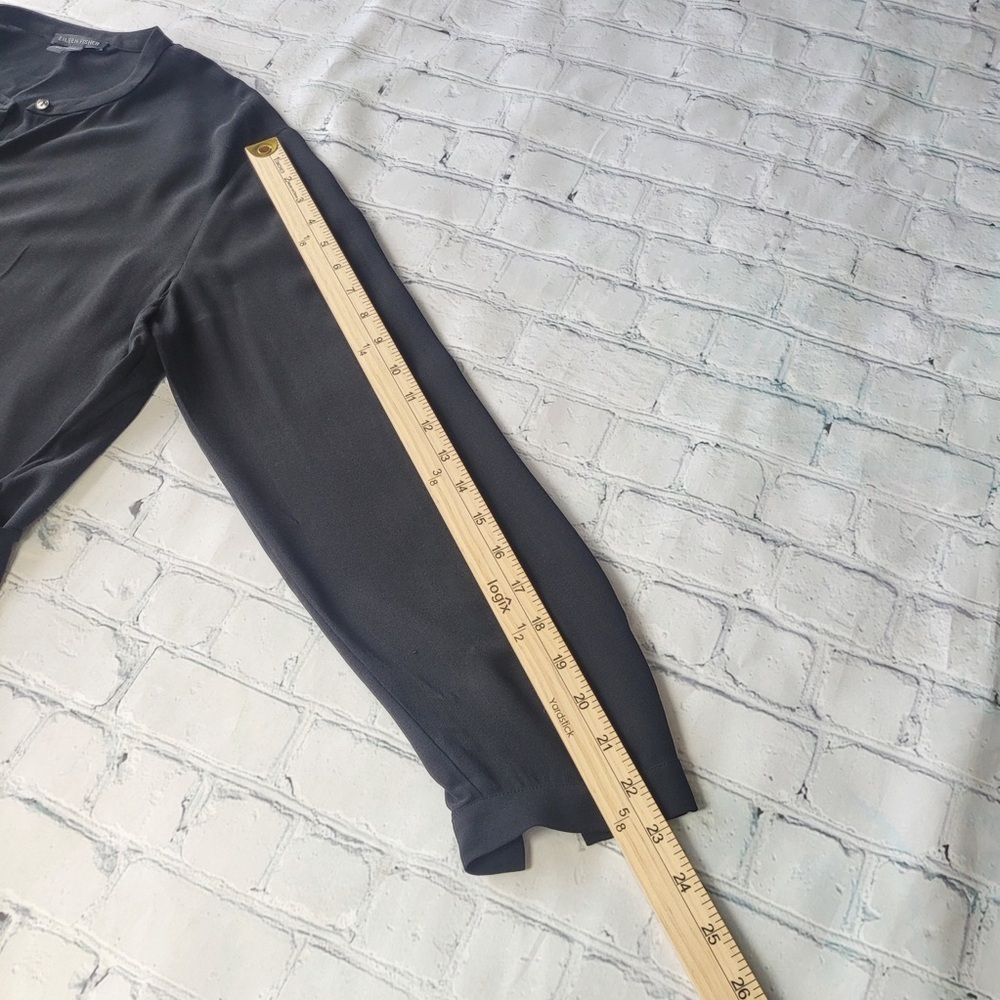 ✅ Eileen Fisher Black 100% silk dress long sleeve button front size S - Picture 8 of 11